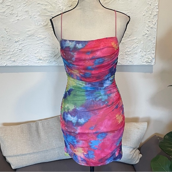 Superdown Women's Sonora Cross Back Mini Dress Colorful Open Back Sz S - Picture 2 of 9